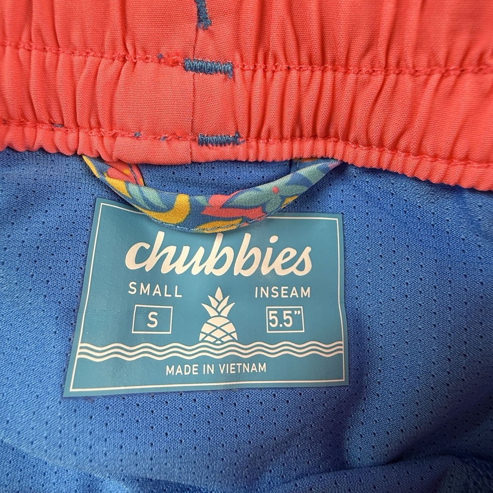 Chubbies "The Spades" Swim Trunks Shorts 5.5" Men's Small Pink Blue 2 in 1 Liner - Picture 5 of 8